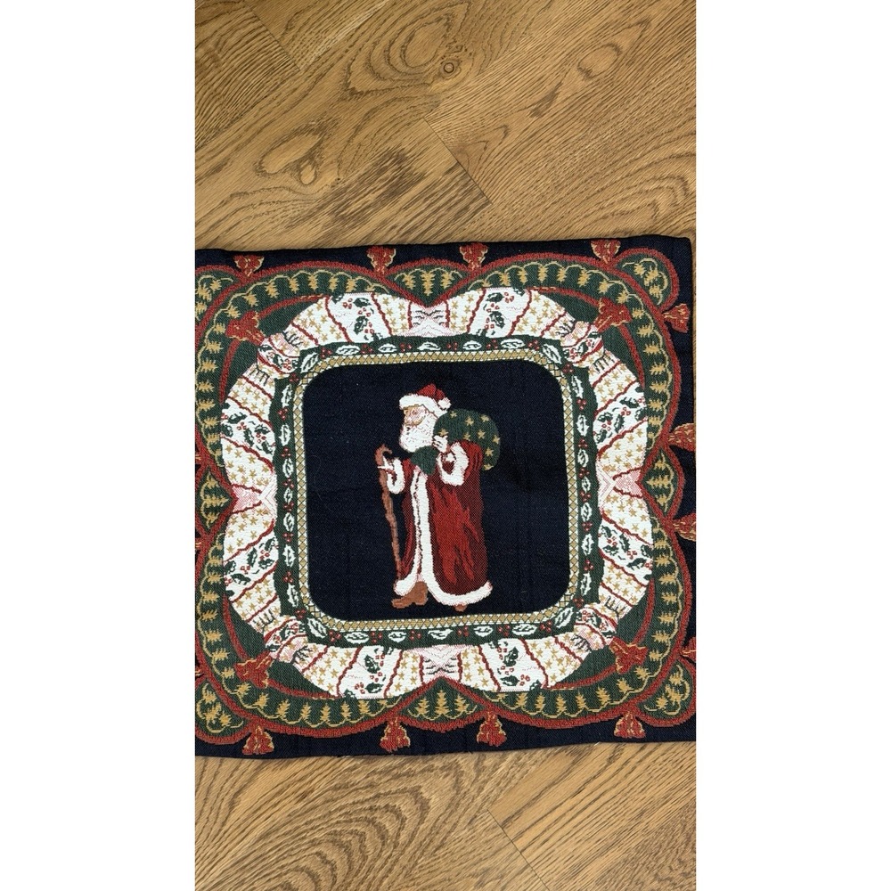 VTG Monica Creitz Belgain TapestrySanta Christmas Throw Pillow Holiday Decor
